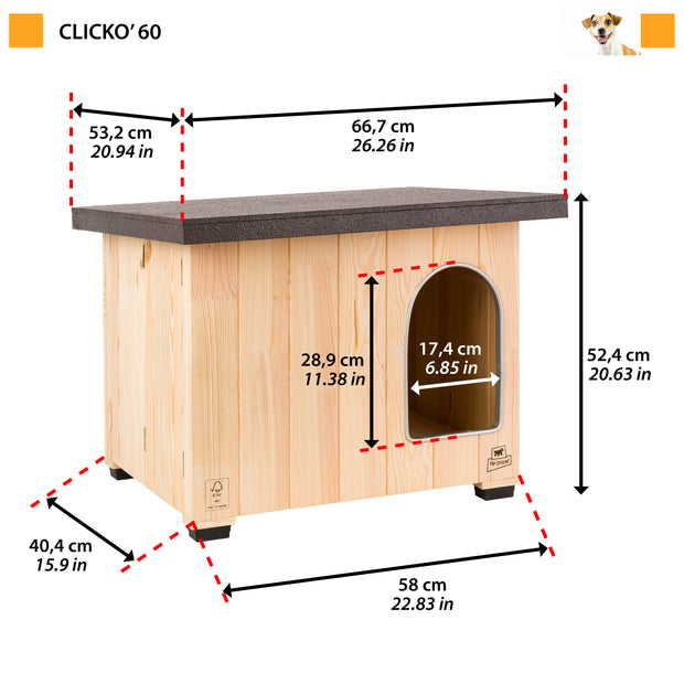 CLICKO Niche pour chien en bois