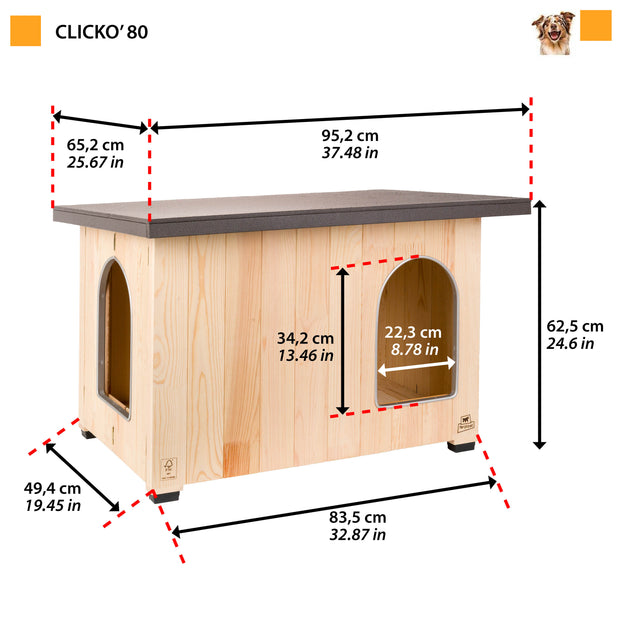 CLICKO Niche pour chien en bois