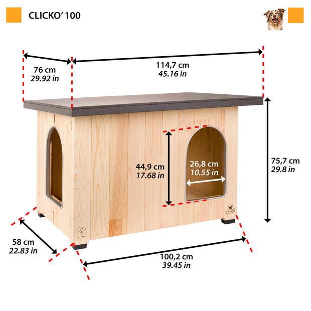 CLICKO Niche pour chien en bois