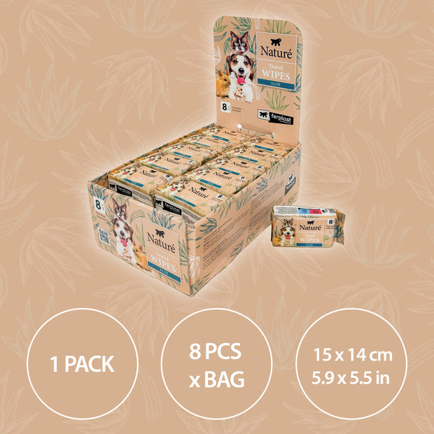 LINGETTES DE VOYAGE NATURÈ POUR CHIENS ET CHATS (x8)