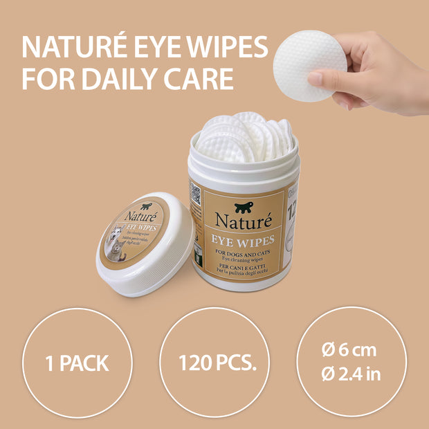 NATURÉ LINGETTES NETTOYANTES POUR LES YEUX – POUR CHIENS ET CHATS (120)