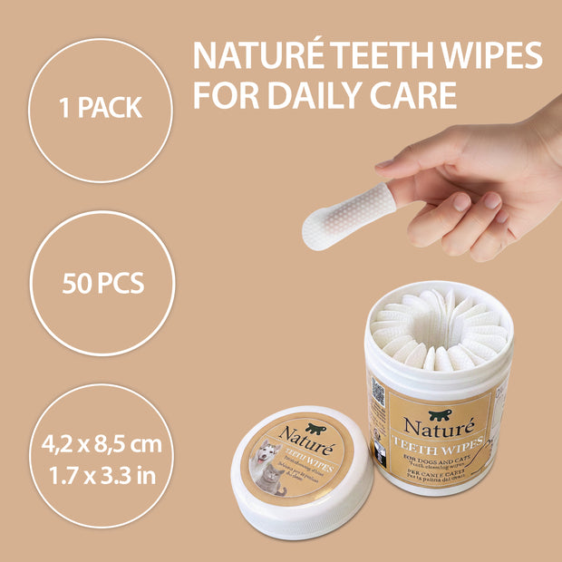 LINGETTES NETTOYANTES POUR LES DENTS NATURÉ – POUR CHIENS ET CHATS (x50)