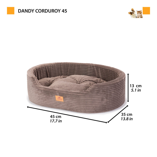 DANDY CORDUROY Panier divan avec coussin amovible pour chiens et chats
