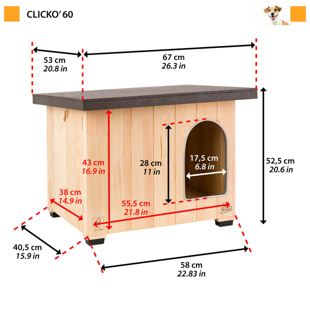 CLICKO Niche pour chien en bois