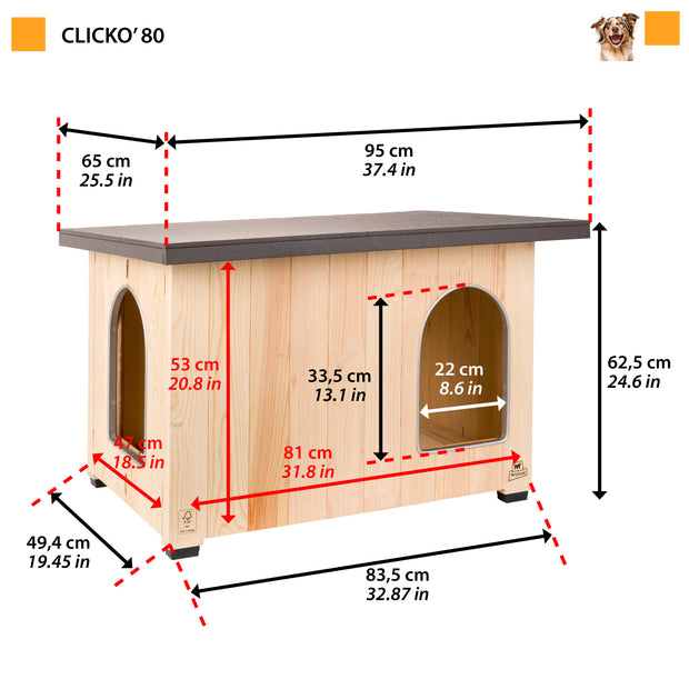 CLICKO Niche pour chien en bois