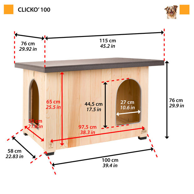 CLICKO Niche pour chien en bois