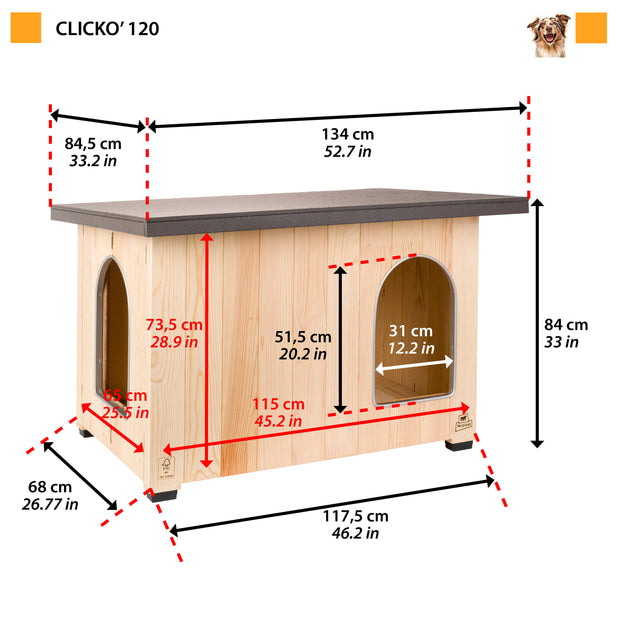 CLICKO Niche pour chien en bois