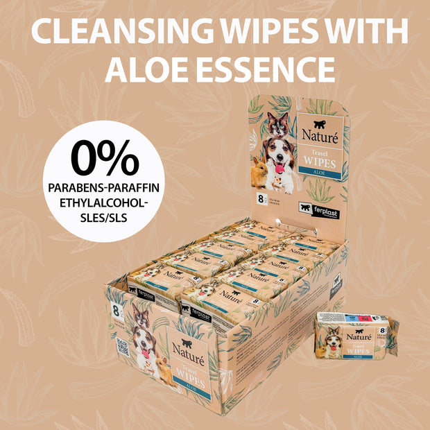 LINGETTES DE VOYAGE NATURÈ POUR CHIENS ET CHATS (x8)