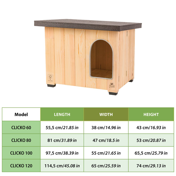 CLICKO Niche pour chien en bois