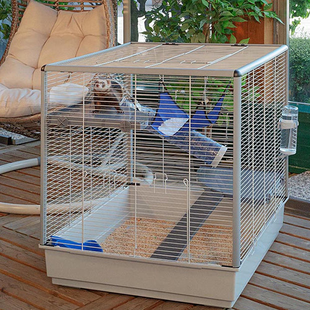 Ferplast Cage confortable pour fûrets et rats FURAT, strucutre à plusieurs  niveaux avec accessoires inclus, angles renforcés, vernis métal et